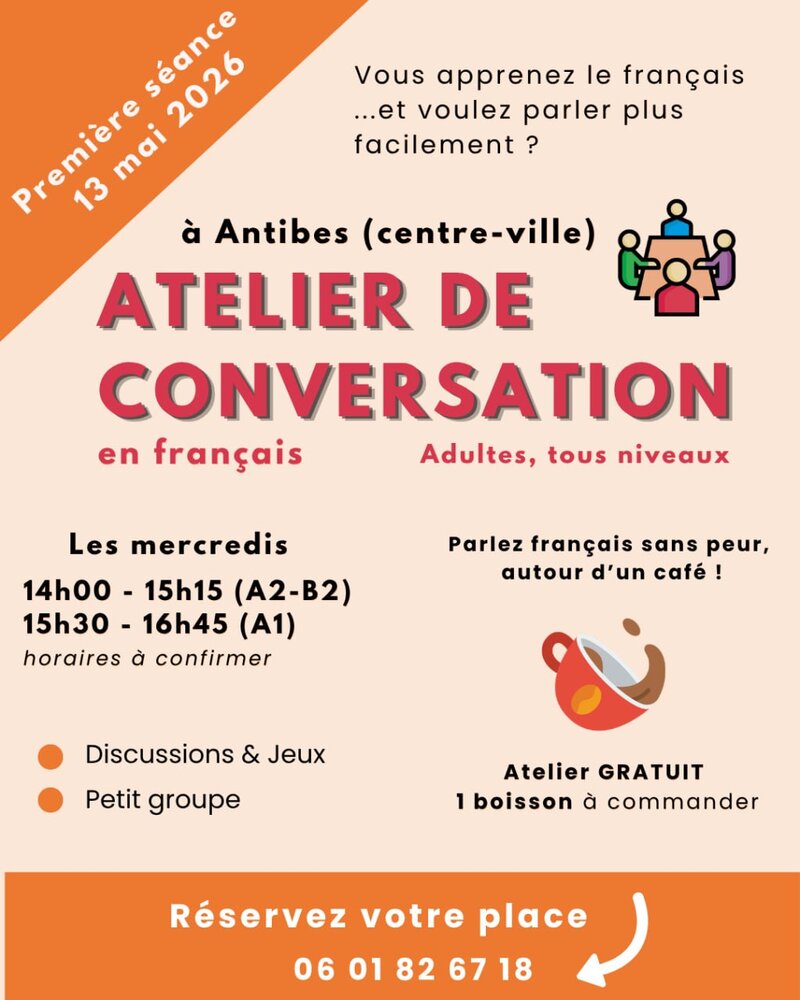 French Conversation Club in Antibes - Free Language Practice Meetings