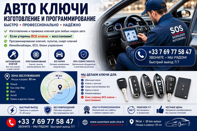 Изготовление и программирование автоключей — Лазурный берег