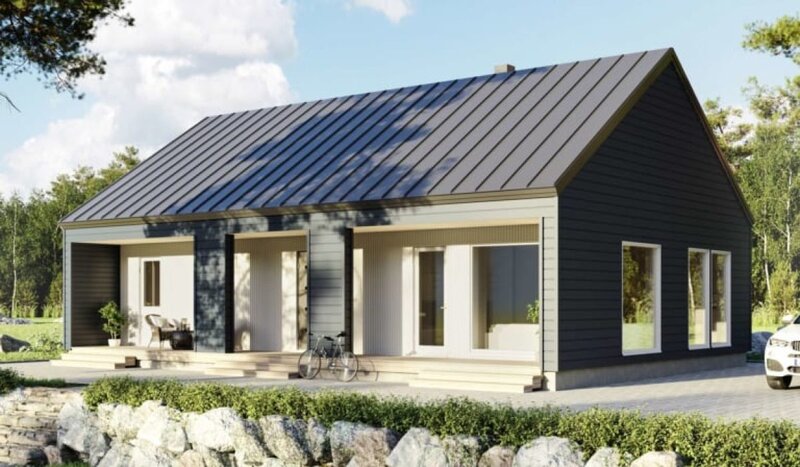 Панельно-каркасный дом 104 м² с сауной